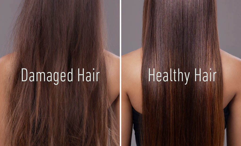 damaged hair vs. healthy hair